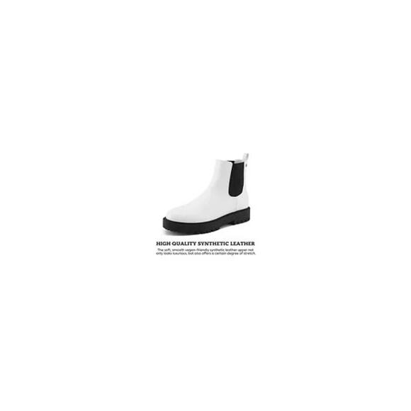 1906 Rollda Women's Chelsea Boots Low Heel Round Toe Fashion Ankle Booties White - Picture 6 of 8